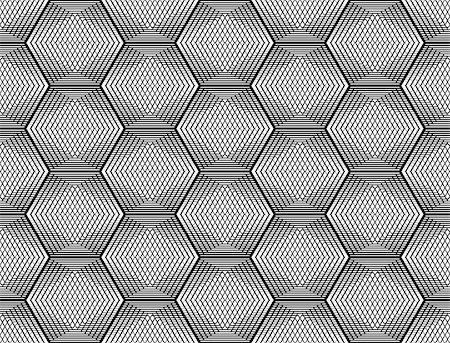 simsearch:400-08051059,k - Design seamless monochrome hexagon geometric pattern. Abstract grid textured background. Vector art. No gradient Foto de stock - Royalty-Free Super Valor e Assinatura, Número: 400-08050037