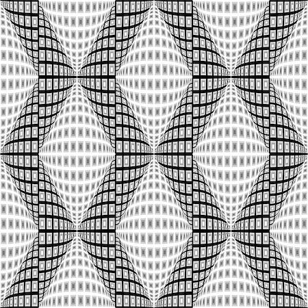 simsearch:400-07990307,k - Design seamless monochrome warped zigzag pattern. Abstract convex textured background. Vector art. No gradient Foto de stock - Super Valor sin royalties y Suscripción, Código: 400-08050044