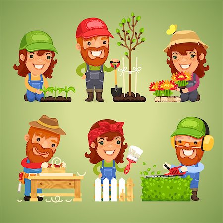 ranch cartoon - Farmers at Spring Work Set. In the EPS file, each element is grouped separately. Clipping paths included in additional jpg format. Stock Photo - Budget Royalty-Free & Subscription, Code: 400-08050062
