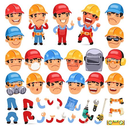 simsearch:400-08052054,k - Set of Cartoon Worker Character for Your Design or Aanimation. Isolated on White Background. Clipping paths included in additional jpg format Photographie de stock - Aubaine LD & Abonnement, Code: 400-08050063
