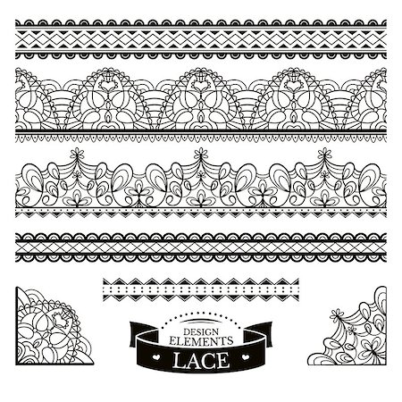 simsearch:400-08022685,k - Set of lace patterns vector illustration Stock Photo - Budget Royalty-Free & Subscription, Code: 400-08050088