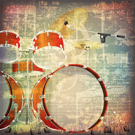 simsearch:400-08507108,k - abstract grunge cracked music symbols vintage background with drum kit Photographie de stock - Aubaine LD & Abonnement, Code: 400-08050265