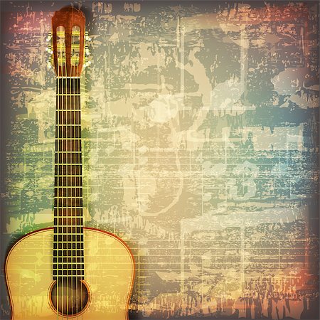 simsearch:400-08507108,k - abstract grunge cracked music symbols vintage background with guitar Photographie de stock - Aubaine LD & Abonnement, Code: 400-08050266