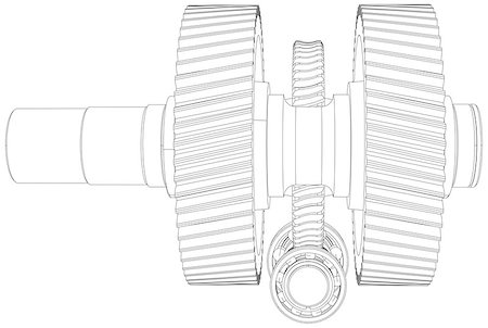 reducer - Wire-frame gears with shafts. Close-up. Vector illustration, 3d render Photographie de stock - Aubaine LD & Abonnement, Code: 400-08050318