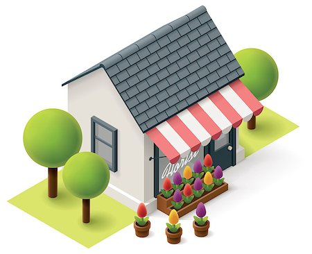 flower shop street - Vector isometric flower store building icon Stock Photo - Budget Royalty-Free & Subscription, Code: 400-08050336