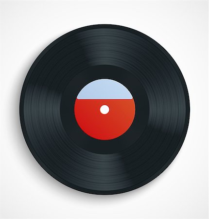 simsearch:400-05305007,k - Black vinyl record album disc with blank red label. Vector illustration Stock Photo - Budget Royalty-Free & Subscription, Code: 400-08050385