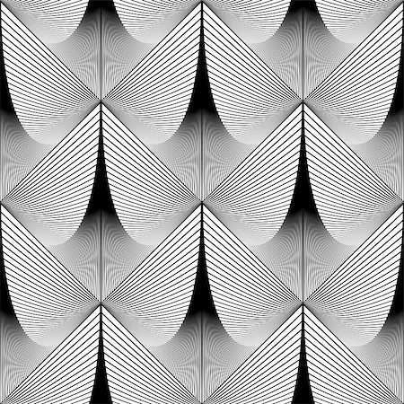 simsearch:400-08050029,k - Design seamless geometric pattern. Abstract monochrome waving lines background. Vector art. No gradient Fotografie stock - Microstock e Abbonamento, Codice: 400-08051066