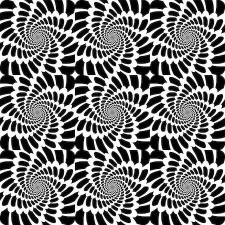 simsearch:400-07830300,k - Design seamless monochrome movement illusion background. Abstract whirl distortion pattern. Vector-art illustration Foto de stock - Super Valor sin royalties y Suscripción, Código: 400-08051116