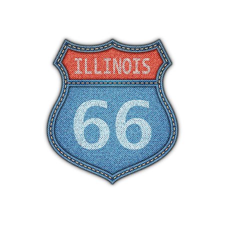 simsearch:400-09225957,k - Route 66 Road Denim Sign.Vector Illustration Stock Photo - Budget Royalty-Free & Subscription, Code: 400-08051124