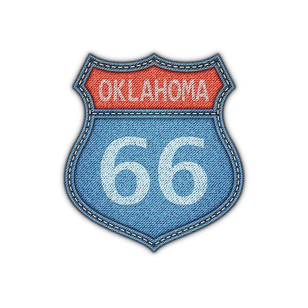 simsearch:400-09225957,k - Route 66 Road Denim Sign.Vector Illustration Stock Photo - Budget Royalty-Free & Subscription, Code: 400-08051125