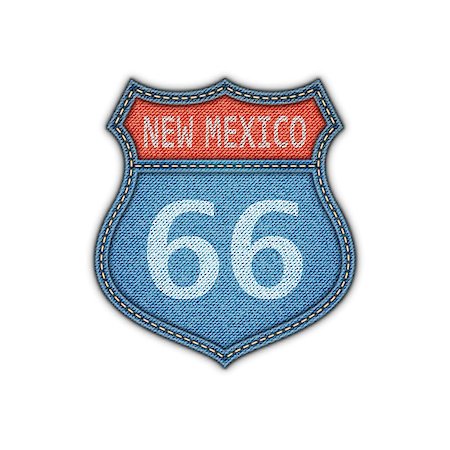 simsearch:400-09225957,k - Route 66 Road Denim Sign.Vector Illustration Stock Photo - Budget Royalty-Free & Subscription, Code: 400-08051126
