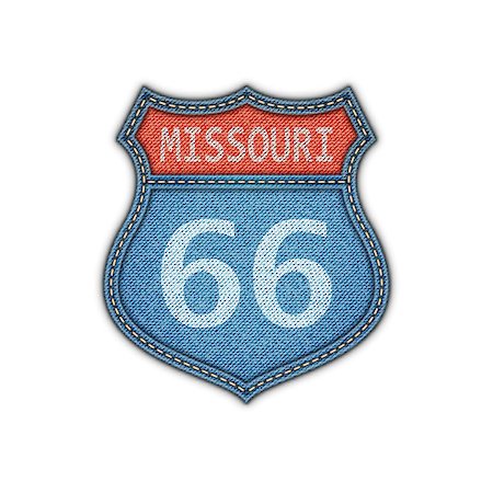 simsearch:400-09225957,k - Route 66 Road Denim Sign.Vector Illustration Stock Photo - Budget Royalty-Free & Subscription, Code: 400-08051127