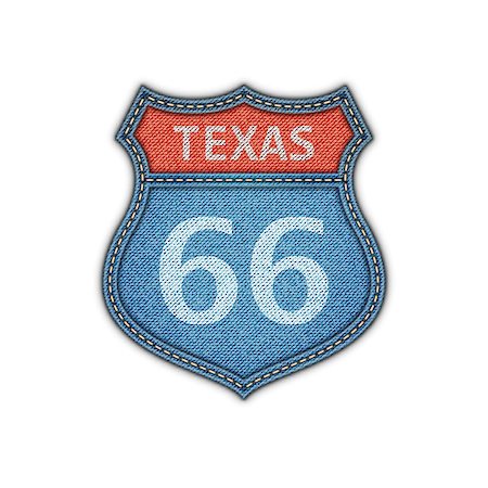 simsearch:400-09225957,k - Route 66 Road Denim Sign.Vector Illustration Stock Photo - Budget Royalty-Free & Subscription, Code: 400-08051128