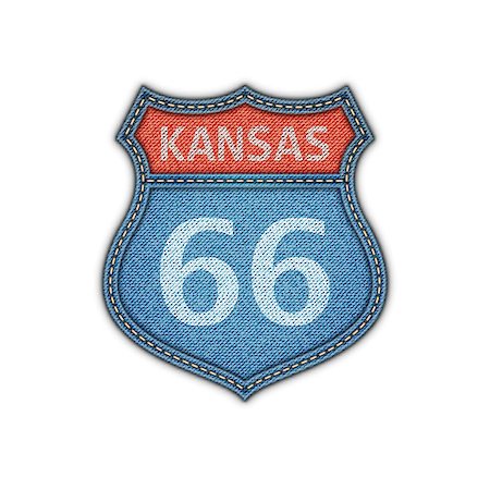 simsearch:400-09225957,k - Route 66 Road Denim Sign.Vector Illustration Stock Photo - Budget Royalty-Free & Subscription, Code: 400-08051123