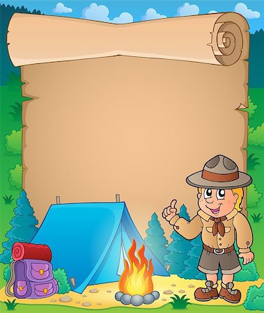 simsearch:400-08918506,k - Parchment with advising scout boy - eps10 vector illustration. Stock Photo - Budget Royalty-Free & Subscription, Code: 400-08051312