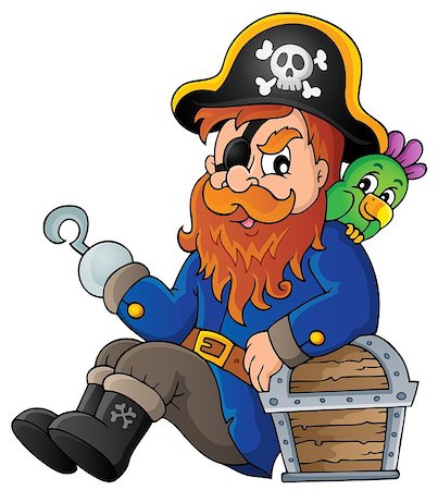 simsearch:400-08920059,k - Sitting pirate theme image 1 - eps10 vector illustration. Photographie de stock - Aubaine LD & Abonnement, Code: 400-08051329