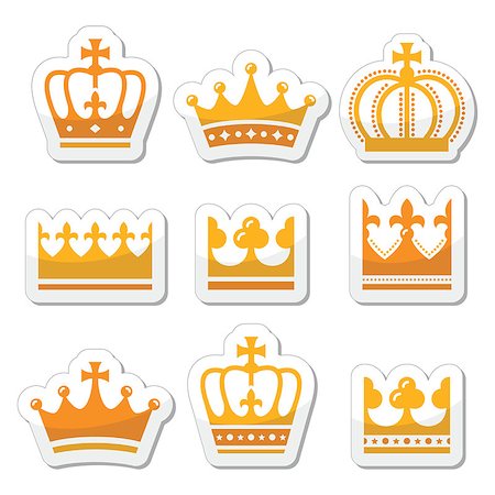 King, Queen crown vector icons set isolated on white Stock Photo - Budget Royalty-Free & Subscription, Code: 400-08051363