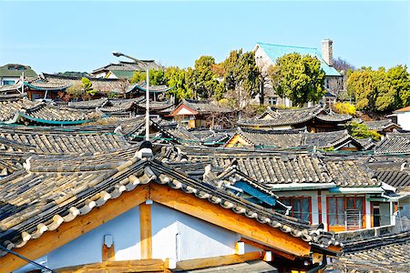 Traditional Korean style architecture at Bukchon Hanok Village in Seoul, South Korea. Stock Photo - Budget Royalty-Free & Subscription, Code: 400-08051533