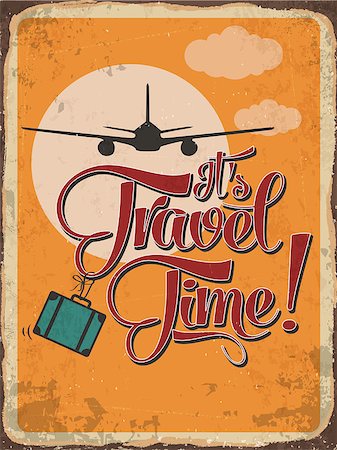 Retro metal sign "it's travel time", eps10 vector format Stock Photo - Budget Royalty-Free & Subscription, Code: 400-08051612