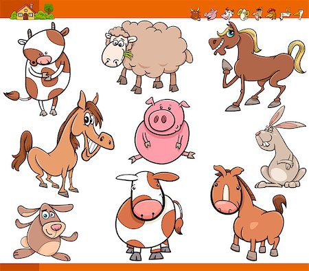 Cartoon Illustration Set of Funny Farm Animals Characters Foto de stock - Super Valor sin royalties y Suscripción, Código: 400-08051777