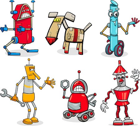 simsearch:400-07052452,k - Cartoon Illustration of Funny Robots or Droids Fantasy Set Stockbilder - Microstock & Abonnement, Bildnummer: 400-08051782