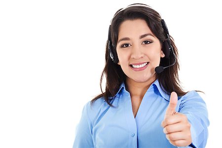 Stock image of female call center operator smiling and giving thumbs up, wearing business attire, isolated on white Foto de stock - Royalty-Free Super Valor e Assinatura, Número: 400-08051922