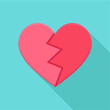 simsearch:400-08980419,k - Crushed heart. Flat stylized object with long shadow Stock Photo - Budget Royalty-Free & Subscription, Code: 400-08051947