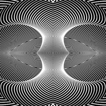 simsearch:400-07827654,k - Design monochrome movement illusion background. Abstract striped distortion geometric backdrop. Vector-art illustration. No gradient Stock Photo - Budget Royalty-Free & Subscription, Code: 400-08052047