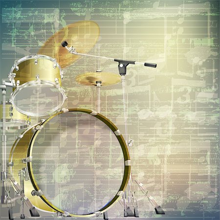 simsearch:400-08507108,k - abstract grunge green cracked music symbols vintage background with drum kit Photographie de stock - Aubaine LD & Abonnement, Code: 400-08052088