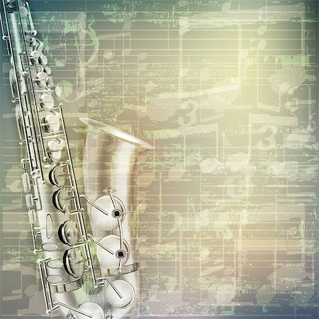 simsearch:400-08507108,k - abstract grunge green cracked music symbols vintage background with saxophone Photographie de stock - Aubaine LD & Abonnement, Code: 400-08052095