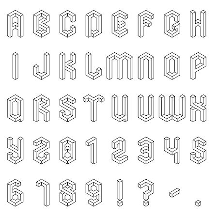 Full set of isometric alphabet and numbers Foto de stock - Super Valor sin royalties y Suscripción, Código: 400-08052109