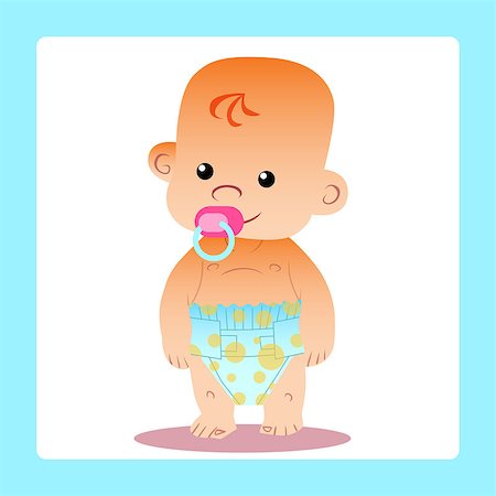 simsearch:400-04738956,k - Happy baby with a pacifier in diapers stands and smiles Photographie de stock - Aubaine LD & Abonnement, Code: 400-08052142