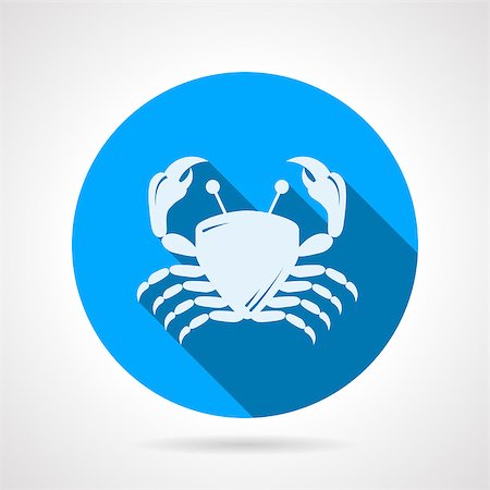 eating seafood restaurant - Flat round blue vector icon with white silhouette crab on gray background. Long shadow design Stock Photo - Budget Royalty-Free & Subscription, Code: 400-08052211