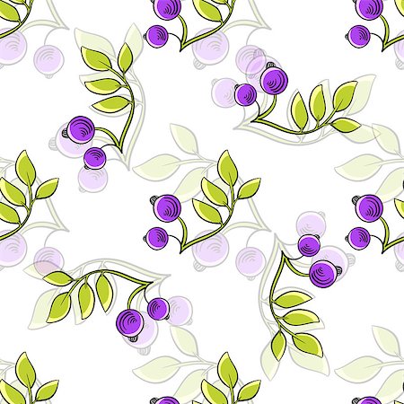 fruit artworks pattern - Hand drawn pattern made from branches with berries on the white background. Stock Photo - Budget Royalty-Free & Subscription, Code: 400-08052223
