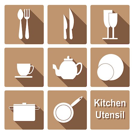 Vector icons set of kitchen utensil in monochrome flat design style Foto de stock - Super Valor sin royalties y Suscripción, Código: 400-08052310