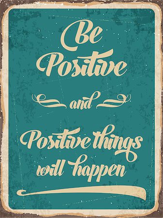 Retro metal sign "Be positive", eps10 vector format Stock Photo - Budget Royalty-Free & Subscription, Code: 400-08052418