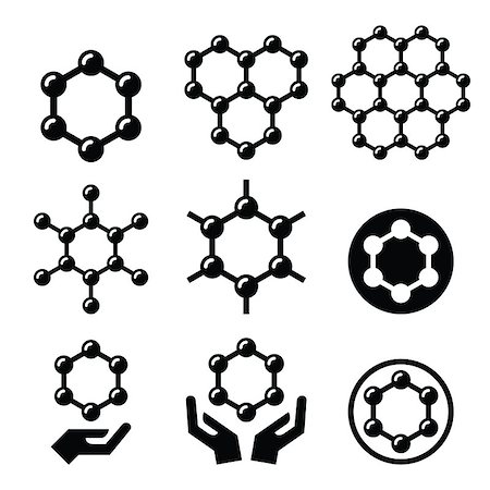 Graphene nanomaterial chemical structure icons set isolated on white Stock Photo - Budget Royalty-Free & Subscription, Code: 400-08052518