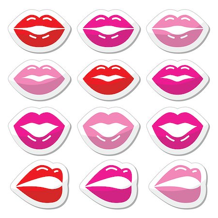 Sexy women's lips vector icons set isolated on white Stock Photo - Budget Royalty-Free & Subscription, Code: 400-08052528