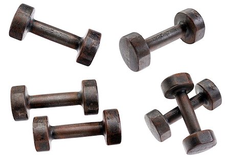 simsearch:400-07620929,k - old  rusty dumbbells isolated on white with clipping paths - a collage of four pictures Stock Photo - Budget Royalty-Free & Subscription, Code: 400-08052520