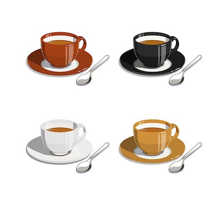 Cup of coffee. Set of  Eps10 vector illustrations. Isolated on white background Foto de stock - Royalty-Free Super Valor e Assinatura, Número: 400-08052530