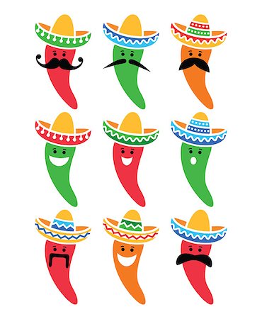 sombrero - Vector icons set isolated on white - food and travel concept Photographie de stock - Aubaine LD & Abonnement, Code: 400-08052568
