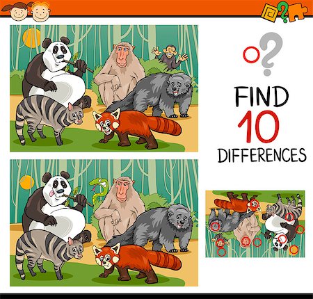 simsearch:400-08410906,k - Cartoon Illustration of Finding Differences Educational Game for Preschool Children Foto de stock - Super Valor sin royalties y Suscripción, Código: 400-08052704