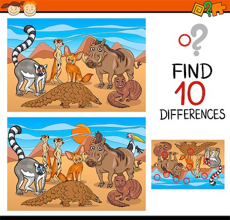 simsearch:400-08410906,k - Cartoon Illustration of Finding Differences Educational Game for Preschool Children Foto de stock - Super Valor sin royalties y Suscripción, Código: 400-08052706