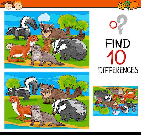 simsearch:400-08410906,k - Cartoon Illustration of Finding Differences Educational Game for Preschool Children Foto de stock - Super Valor sin royalties y Suscripción, Código: 400-08052708