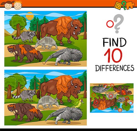 simsearch:400-08410906,k - Cartoon Illustration of Finding Differences Educational Game for Preschool Children Foto de stock - Super Valor sin royalties y Suscripción, Código: 400-08052703