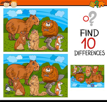 simsearch:400-08410906,k - Cartoon Illustration of Finding Differences Educational Game for Preschool Children Foto de stock - Super Valor sin royalties y Suscripción, Código: 400-08052711