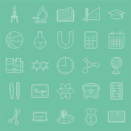 simsearch:400-08155384,k - Education and school thin lines icons set vector graphic illustration Stock Photo - Budget Royalty-Free & Subscription, Code: 400-08052765