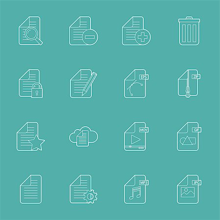simsearch:400-08041191,k - Files and documents thin lines icons set vector graphic illustration Stock Photo - Budget Royalty-Free & Subscription, Code: 400-08052766