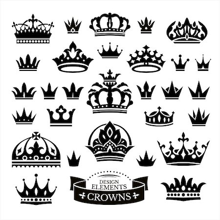 Set of various crowns isolated on white vector illustration Stock Photo - Budget Royalty-Free & Subscription, Code: 400-08053008