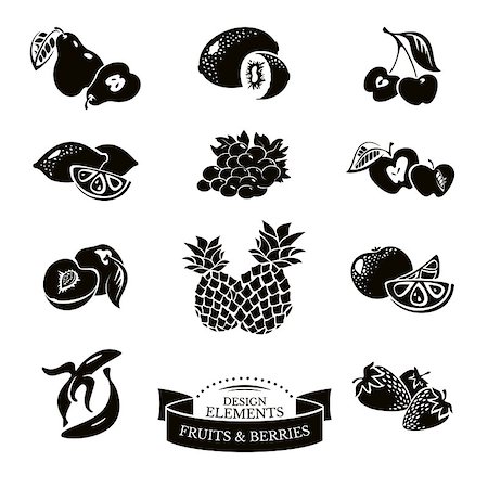 simsearch:400-05709366,k - Icon set of fruits and berries vector illustration Stock Photo - Budget Royalty-Free & Subscription, Code: 400-08053003
